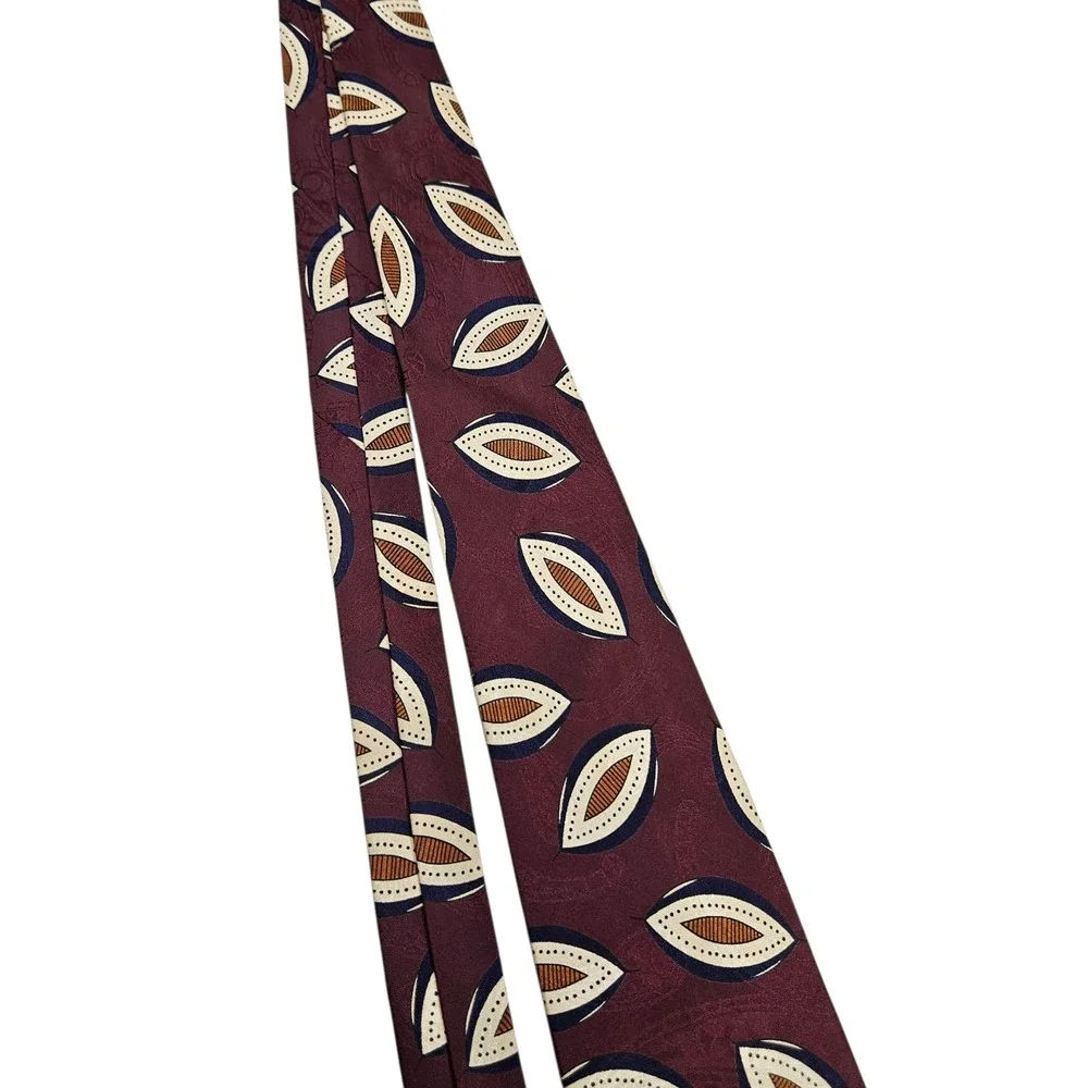 Vintage 90s Robert‎ Talbott Necktie Burgundy Silk Geometric Nordstrom Grandpa